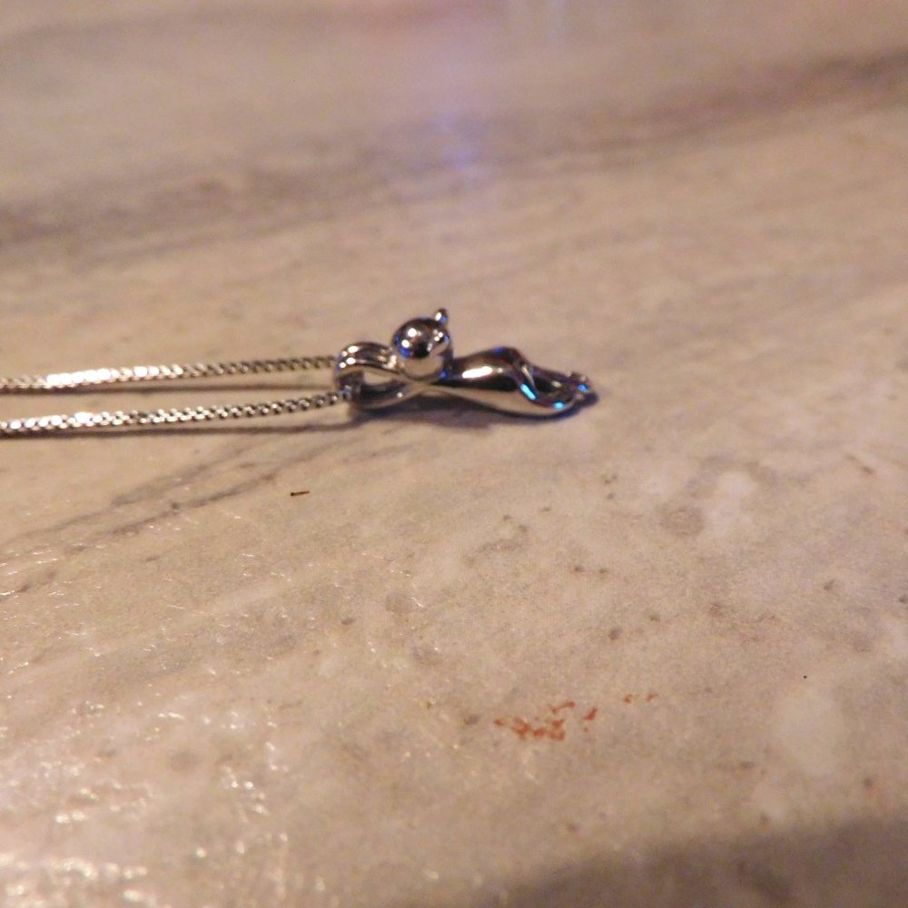 Silver chain and cat pendent